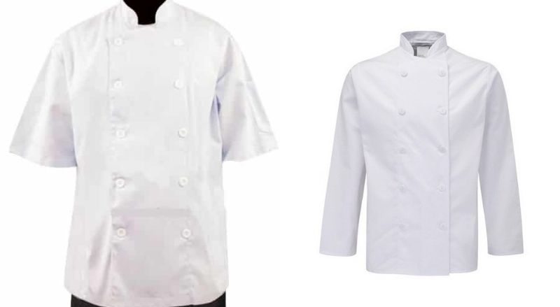 Mẫu áo bếp màu trắng tay ngắn và dài cực kỳ đơn giản