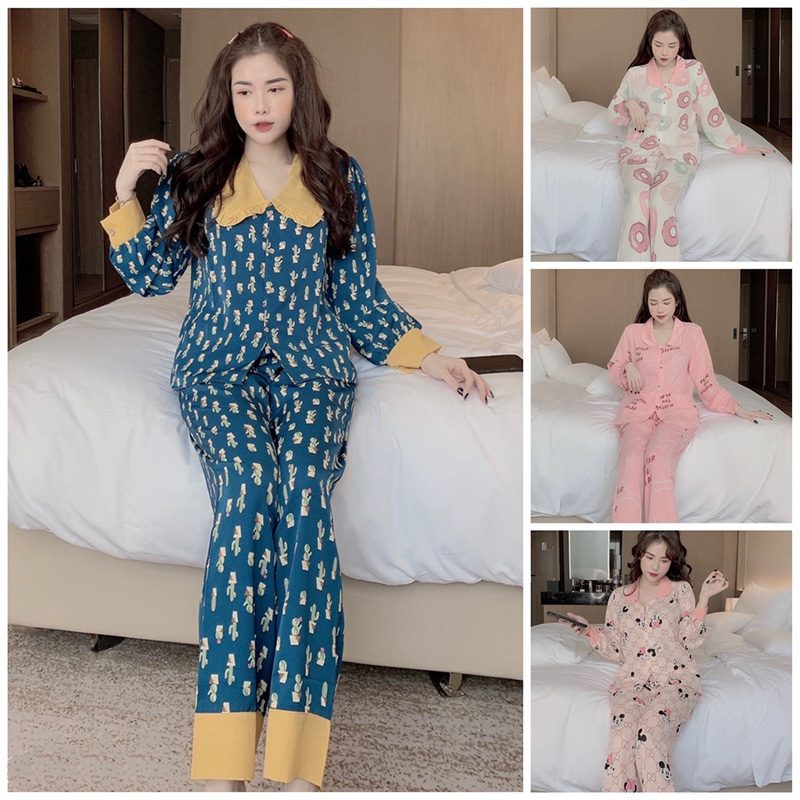 Đầm ngủ cotton dài tay dáng suông thời trang xuân thu 2021 dễ thương cho nữ  - Đầm ngủ | ThờiTrangNữ.vn