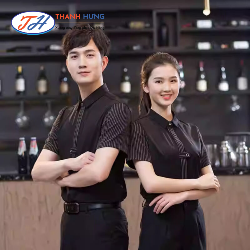 Mẫu đồng phục bartender gile áo sơ mi cộc tay đẹp