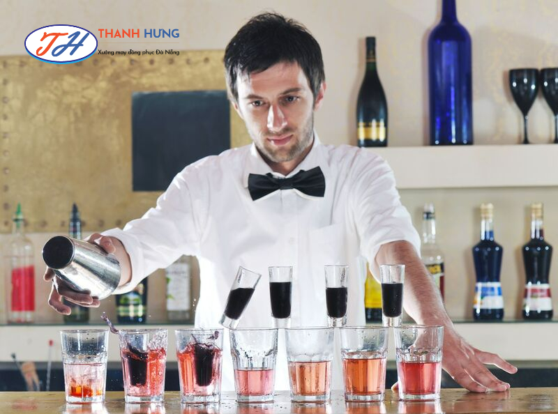 Mẫu đồng phục pha chế kèm phụ kiện nơ tinh tế