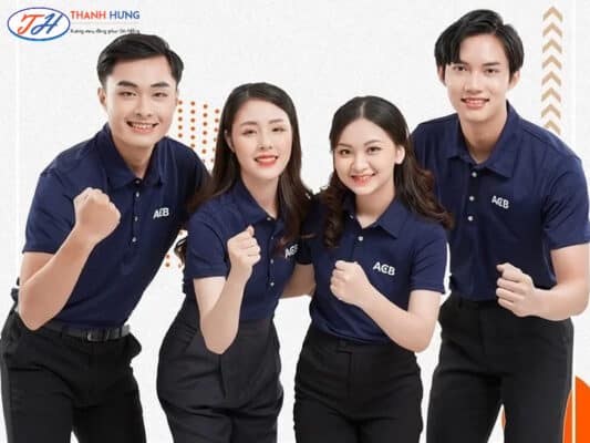 Mẫu đồng phục nhân viên bán hàng màu xanh ghi giúp nhận diện tốt thương hiệu